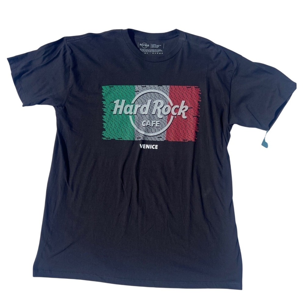 Hard Rock Cafe Venice Italy Repeat Flag Graphic T-Shirt Black XL New NWT
